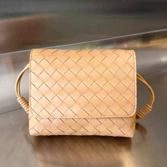 Bottega Veneta BV Mini Crossbody Bag 19cm Beige Calfskin Ghw