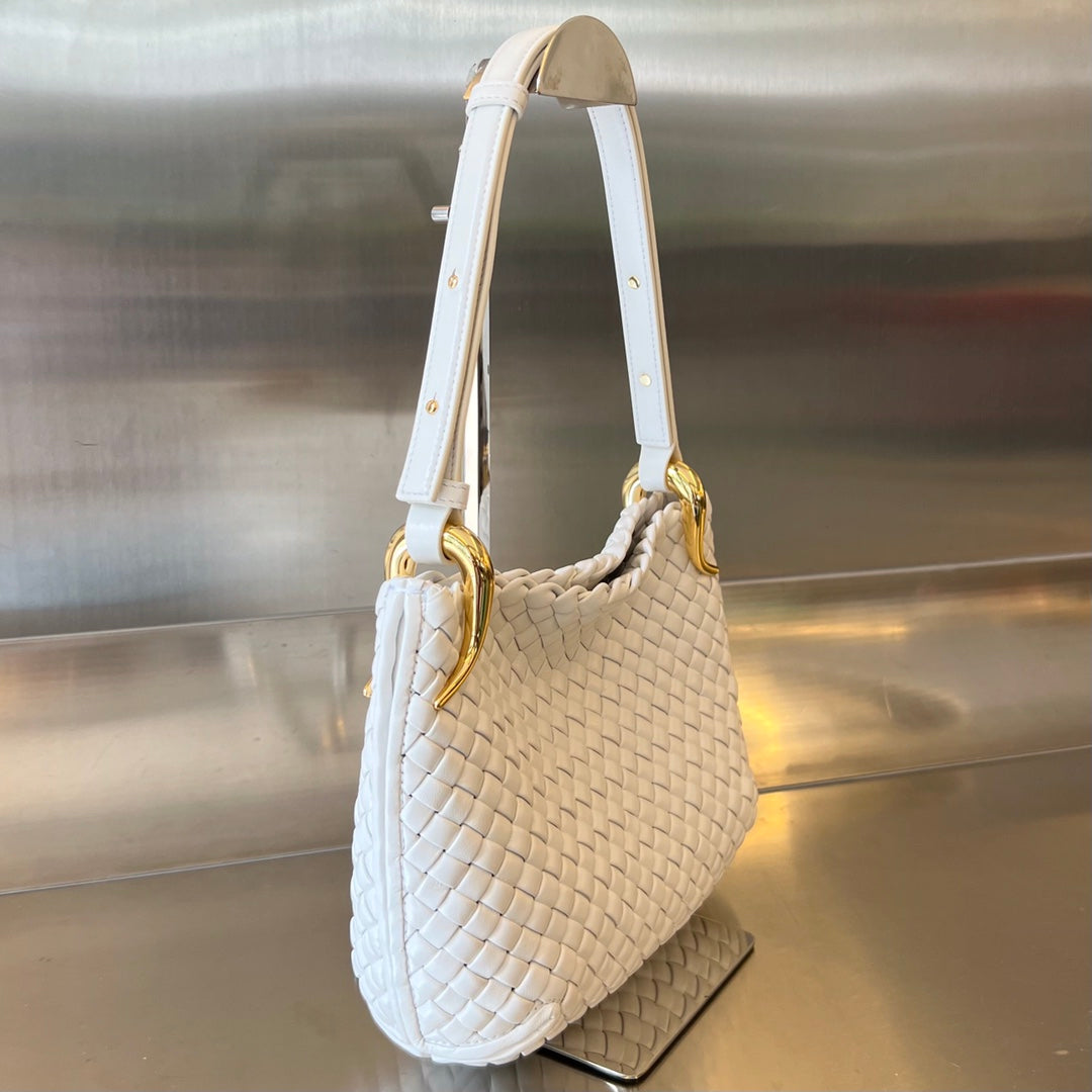 Bottega Veneta SMALL CLICKER 27 WHITE LAMBSKIN