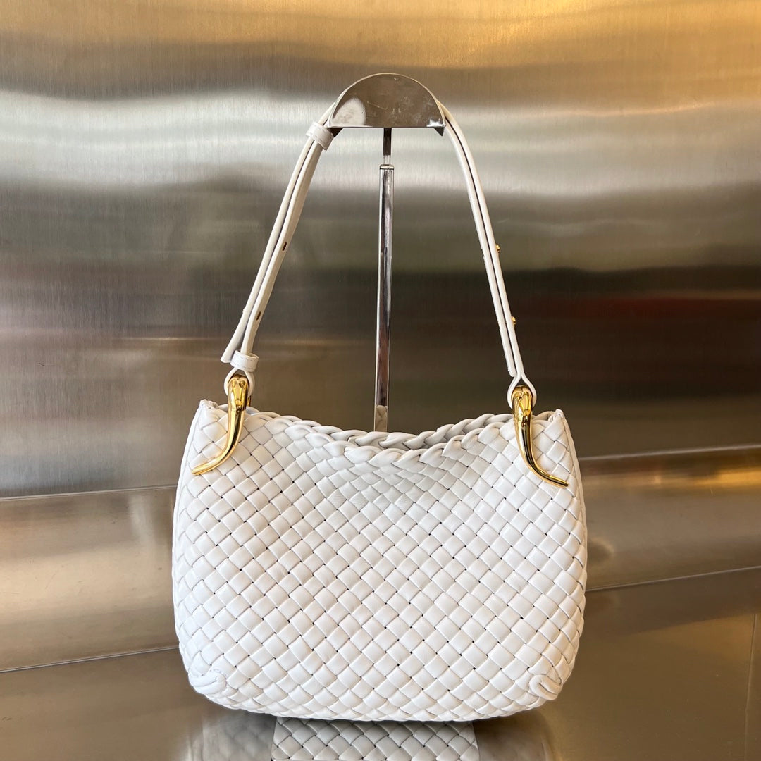 Bottega Veneta SMALL CLICKER 27 WHITE LAMBSKIN
