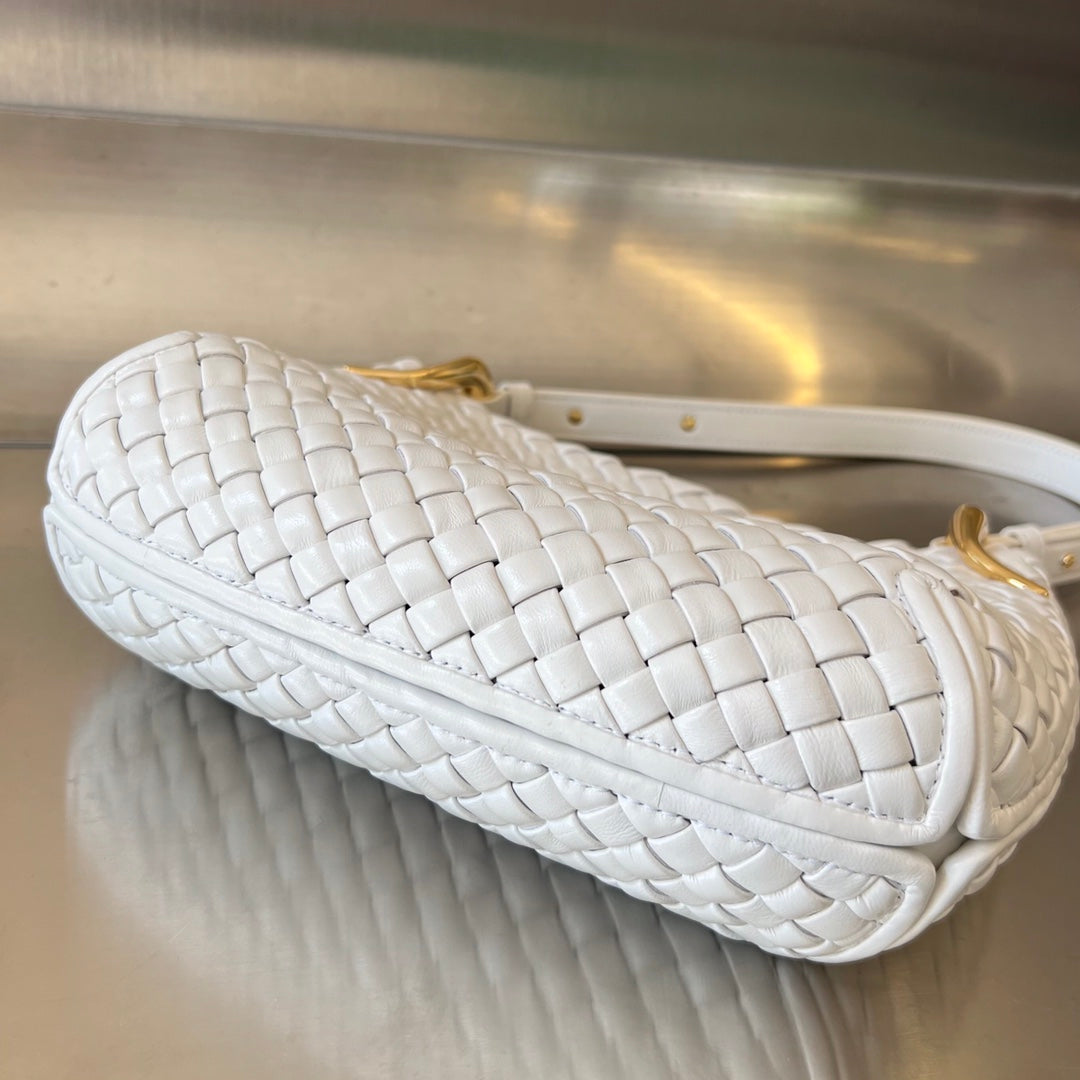 Bottega Veneta SMALL CLICKER 27 WHITE LAMBSKIN
