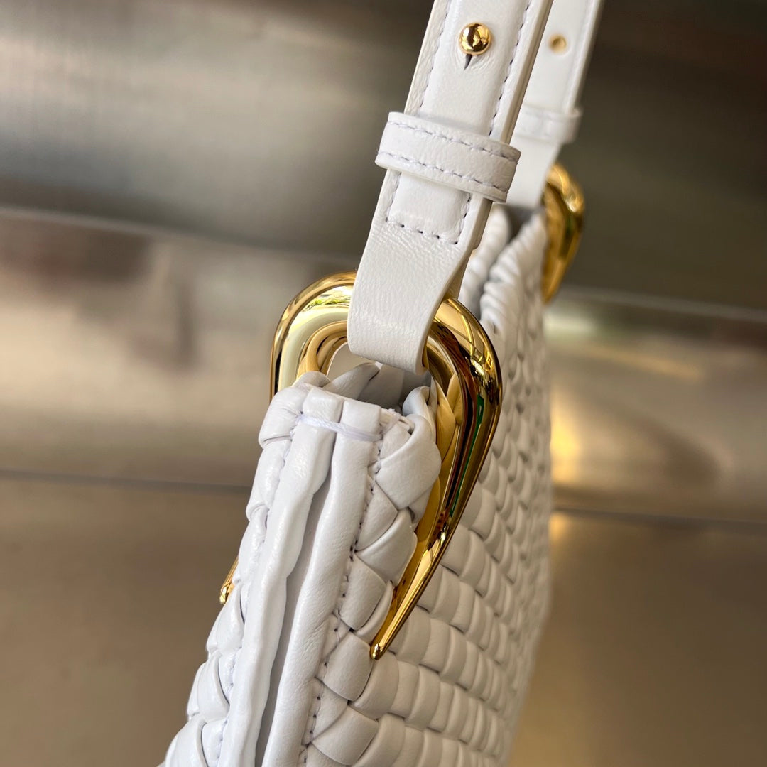 Bottega Veneta SMALL CLICKER 27 WHITE LAMBSKIN
