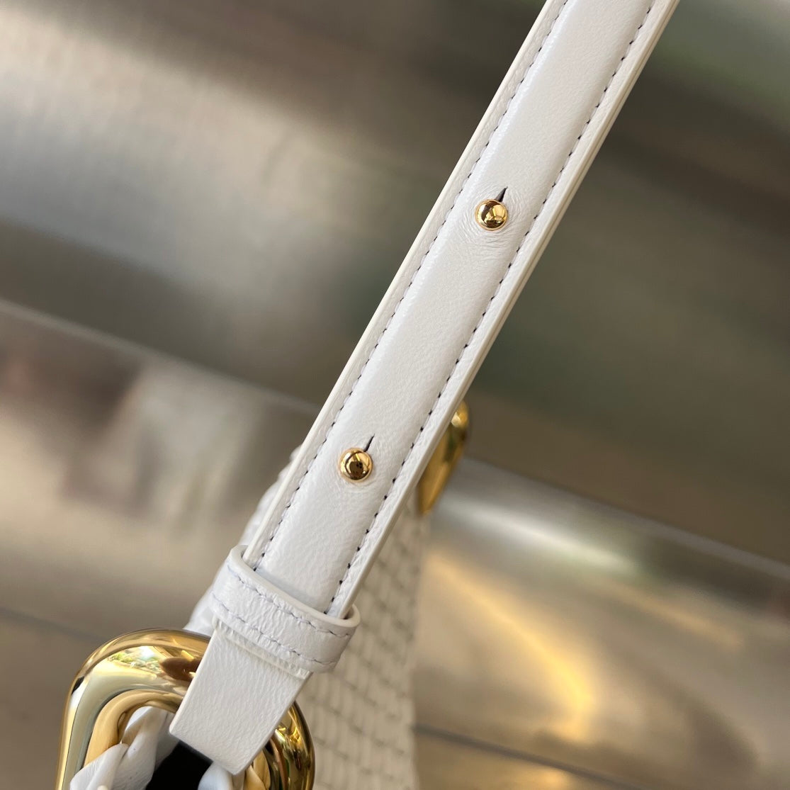 Bottega Veneta SMALL CLICKER 27 WHITE LAMBSKIN