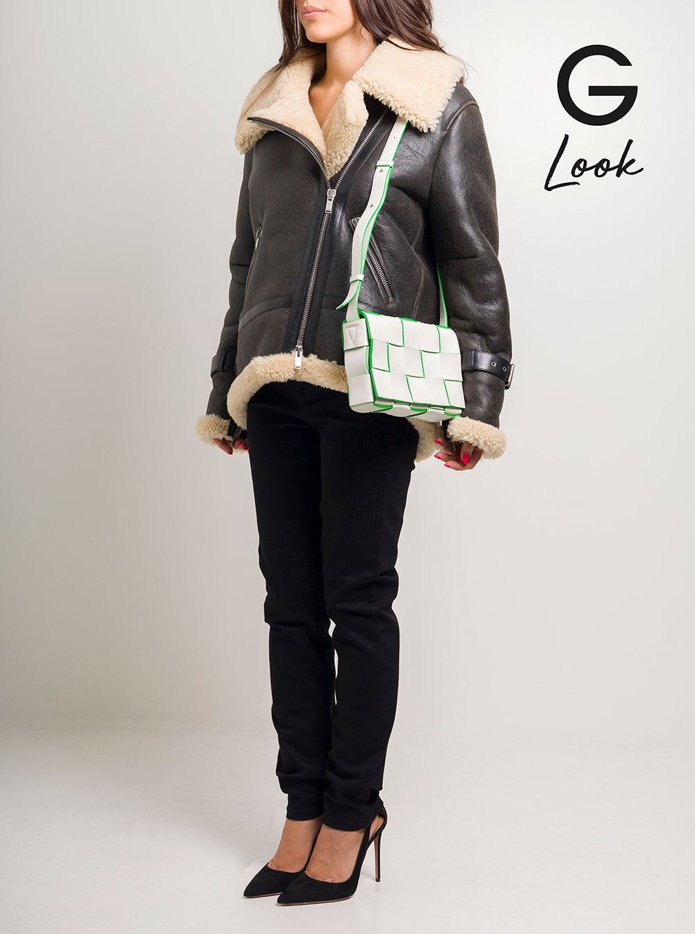 Bottega Veneta Women 'Cassette Fun L' White And Green Crossbody Bag In Intreccio Nappa Leather Woman