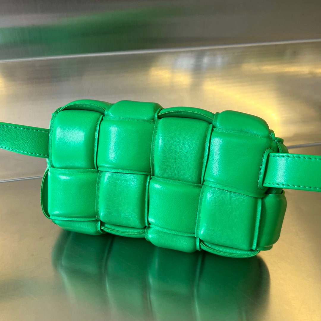 Bottega Veneta MINI CASSETTE 18 IN LIGHT GREEN LAMBSKIN