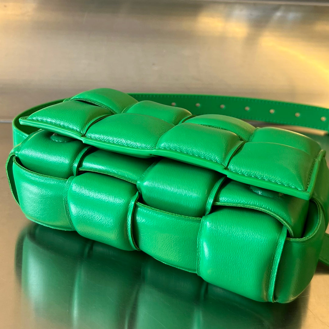 Bottega Veneta MINI CASSETTE 18 IN LIGHT GREEN LAMBSKIN