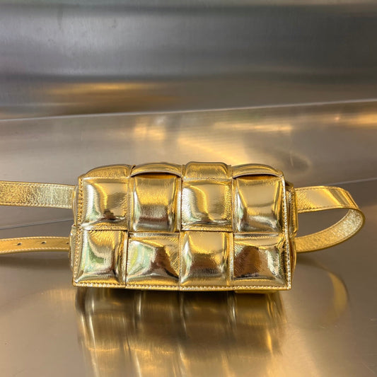 Bottega Veneta MINI CASSETTE 18 IN GOLDEN LAMBSKIN