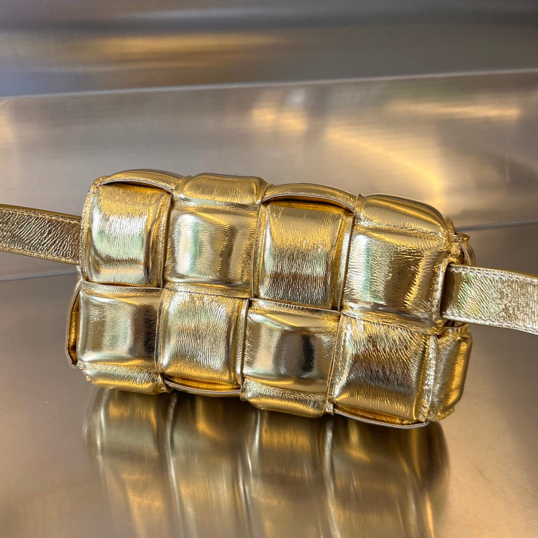 Bottega Veneta MINI CASSETTE 18 IN GOLDEN LAMBSKIN