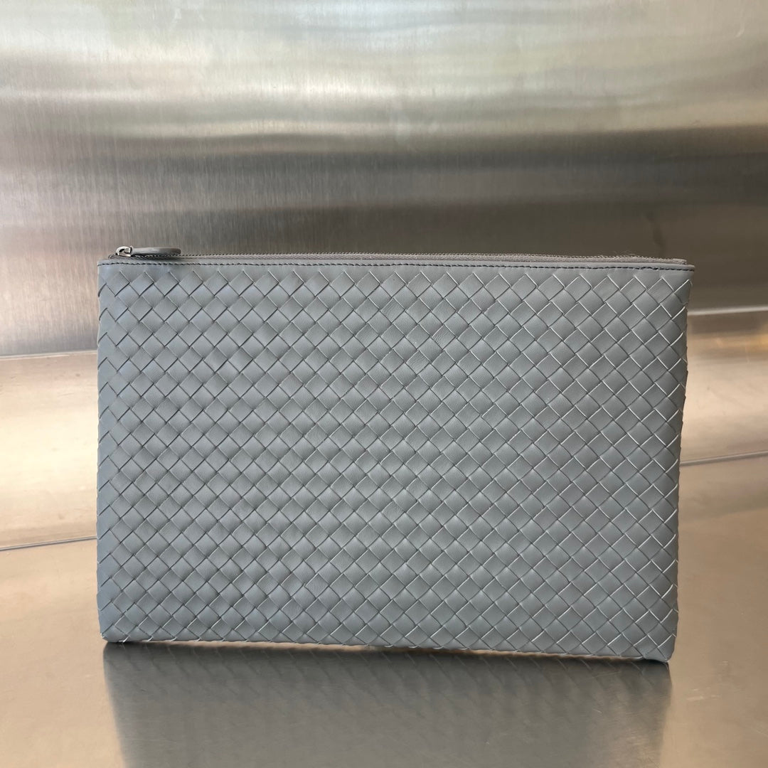 Bottega Veneta INTRECCIATO 30 IN GREY STEEL LAMBSKIN