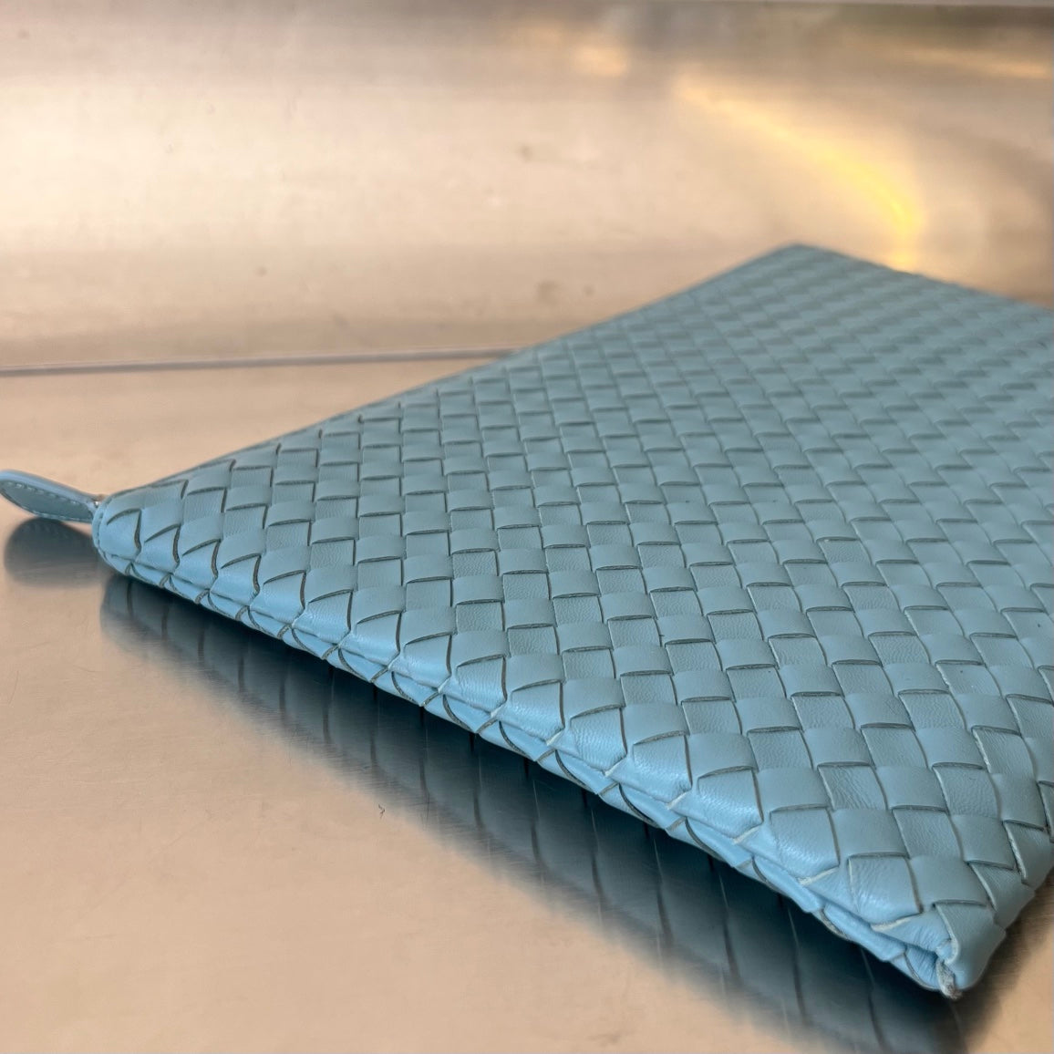 Bottega Veneta INTRECCIATO 30 IN SKY BLUE LAMBSKIN