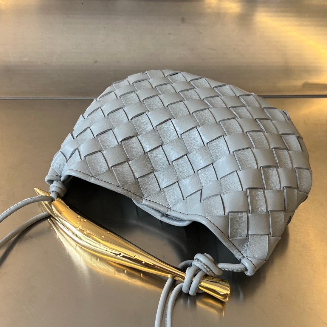 Bottega Veneta SARDINE 20 WITH CHAIN IN LIGHT GREY LAMBSKIN