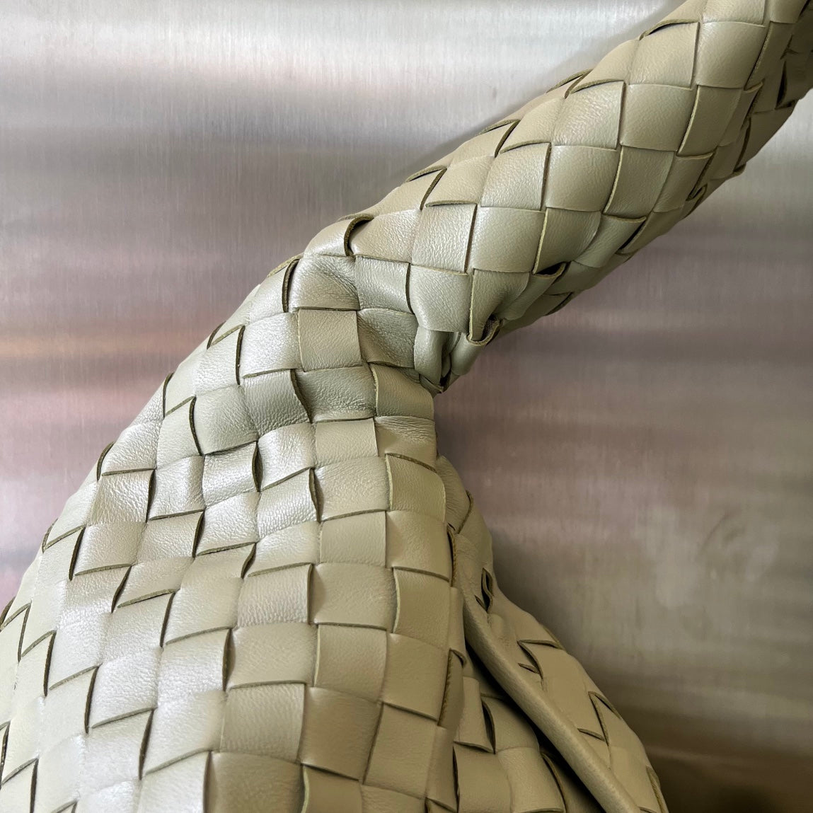 Bottega Veneta LARGE HOP 54 IN SARDINE GREY LAMBSKIN