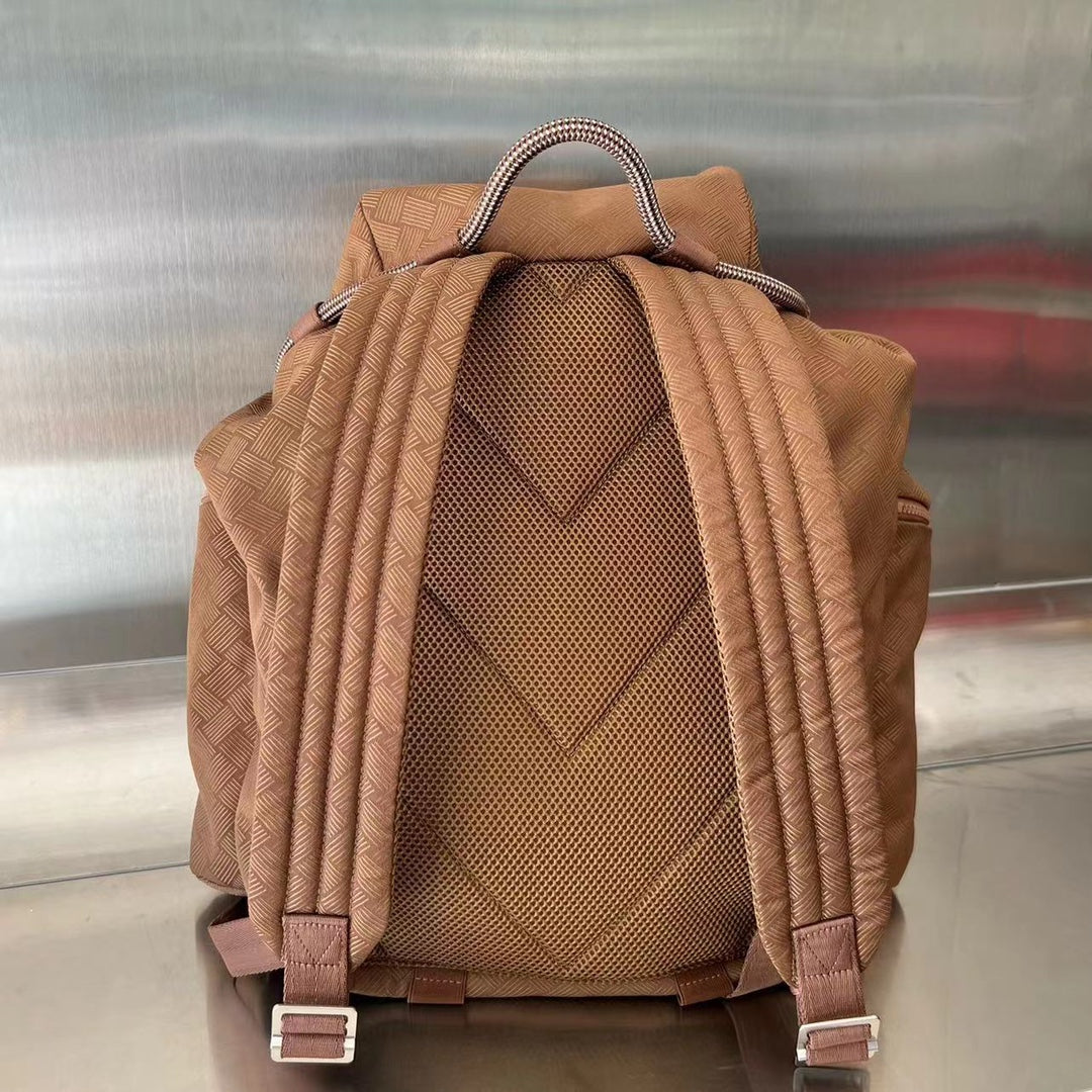 Bottega Veneta ALTO 42 BACKPACK IN RUSSET BROWN JACQUARD FABRIC