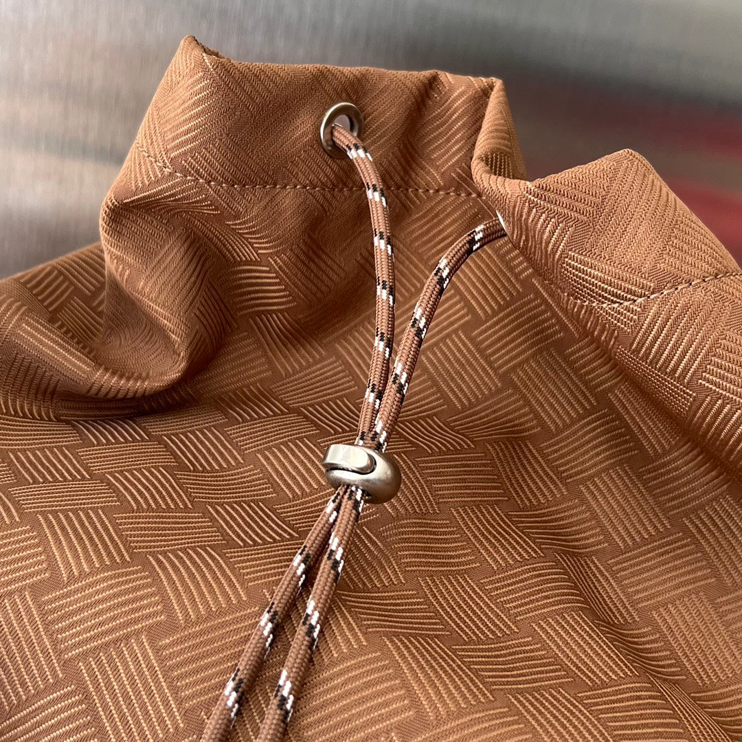 Bottega Veneta ALTO 42 BACKPACK IN RUSSET BROWN JACQUARD FABRIC