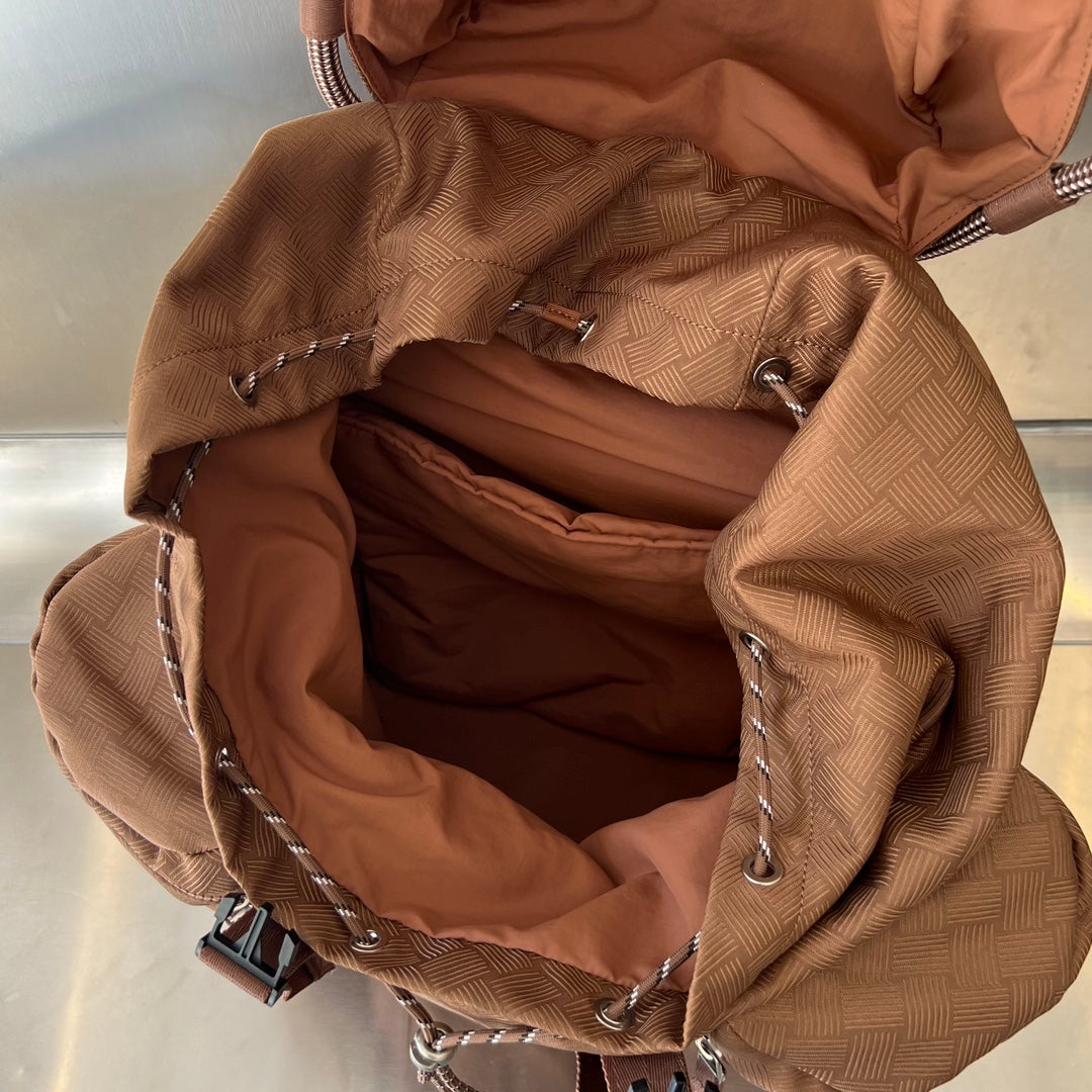 Bottega Veneta ALTO 42 BACKPACK IN RUSSET BROWN JACQUARD FABRIC