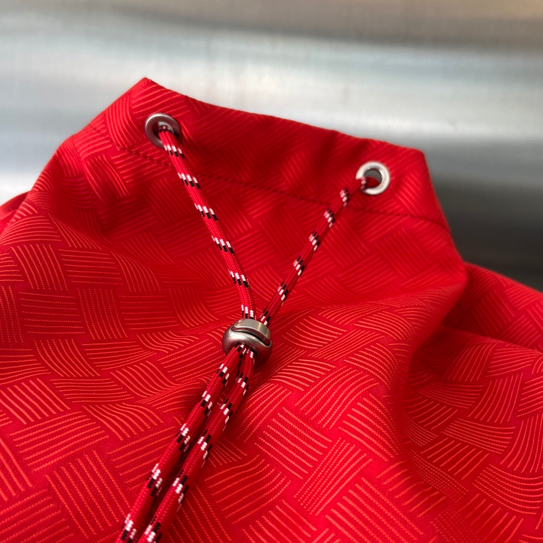 Bottega Veneta ALTO 42 BACKPACK IN CHERRY RED JACQUARD FABRIC