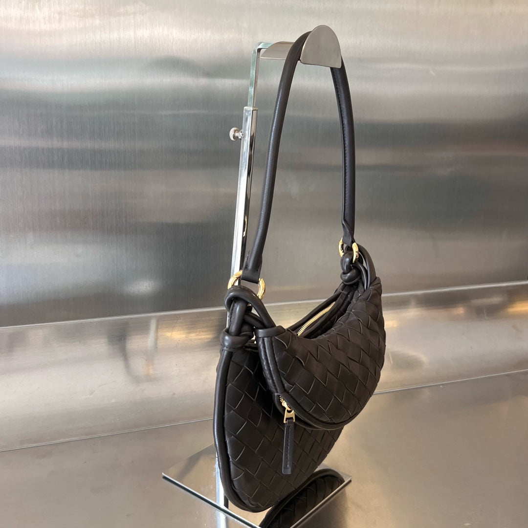 Bottega Veneta MEDIUM GEMELLI 36 CHOCOLATE LAMBSKIN