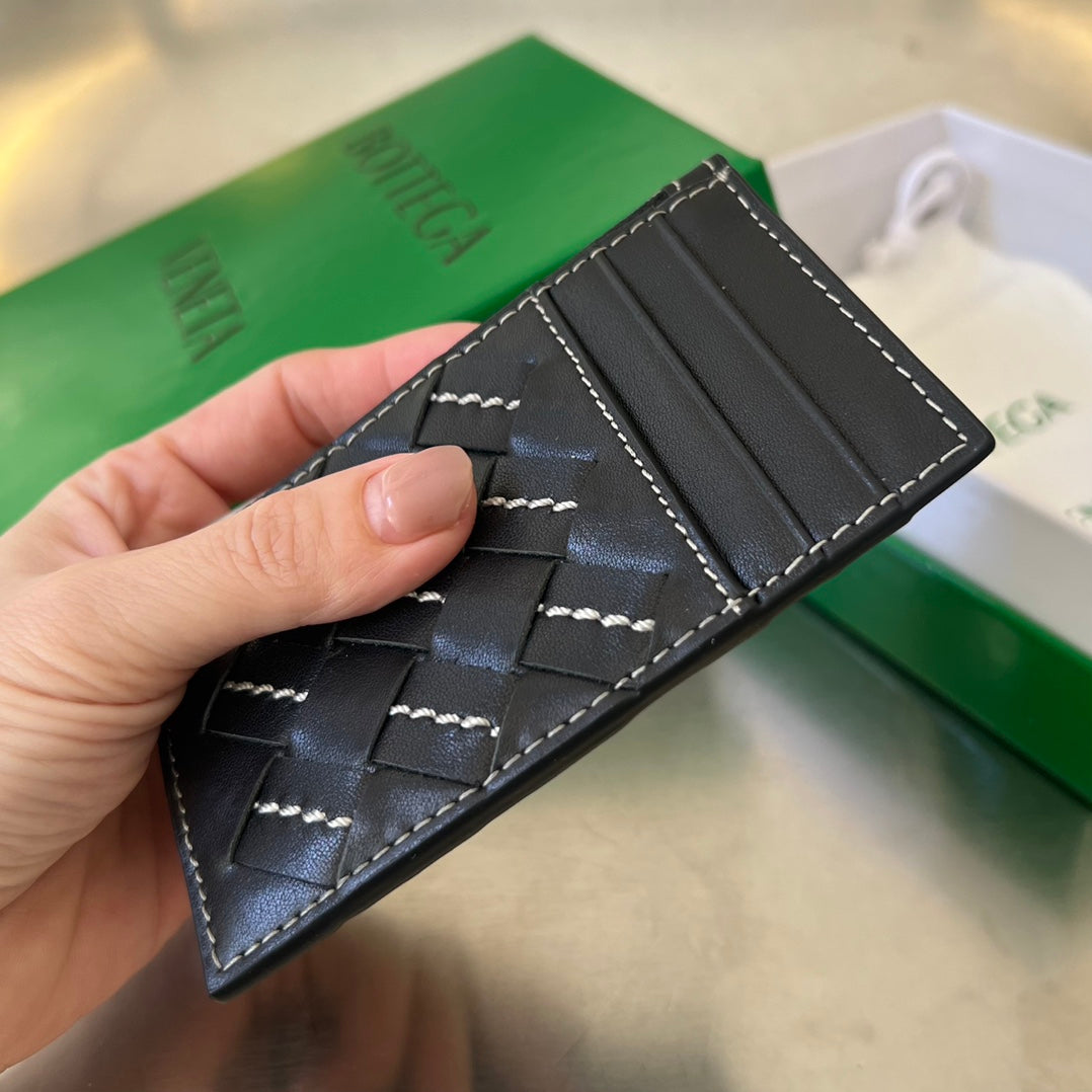 Bottega Veneta ZIPPED CARD CASE 11 BLACK CALFSKIN