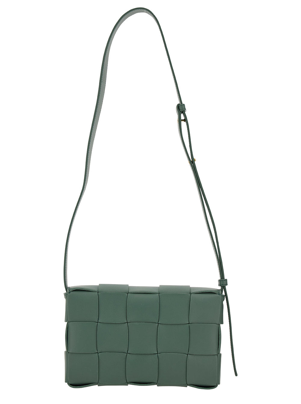 Bottega Veneta Women 'Cassette' Green Crossbody Bag With Intreccio Motif In Leather Woman