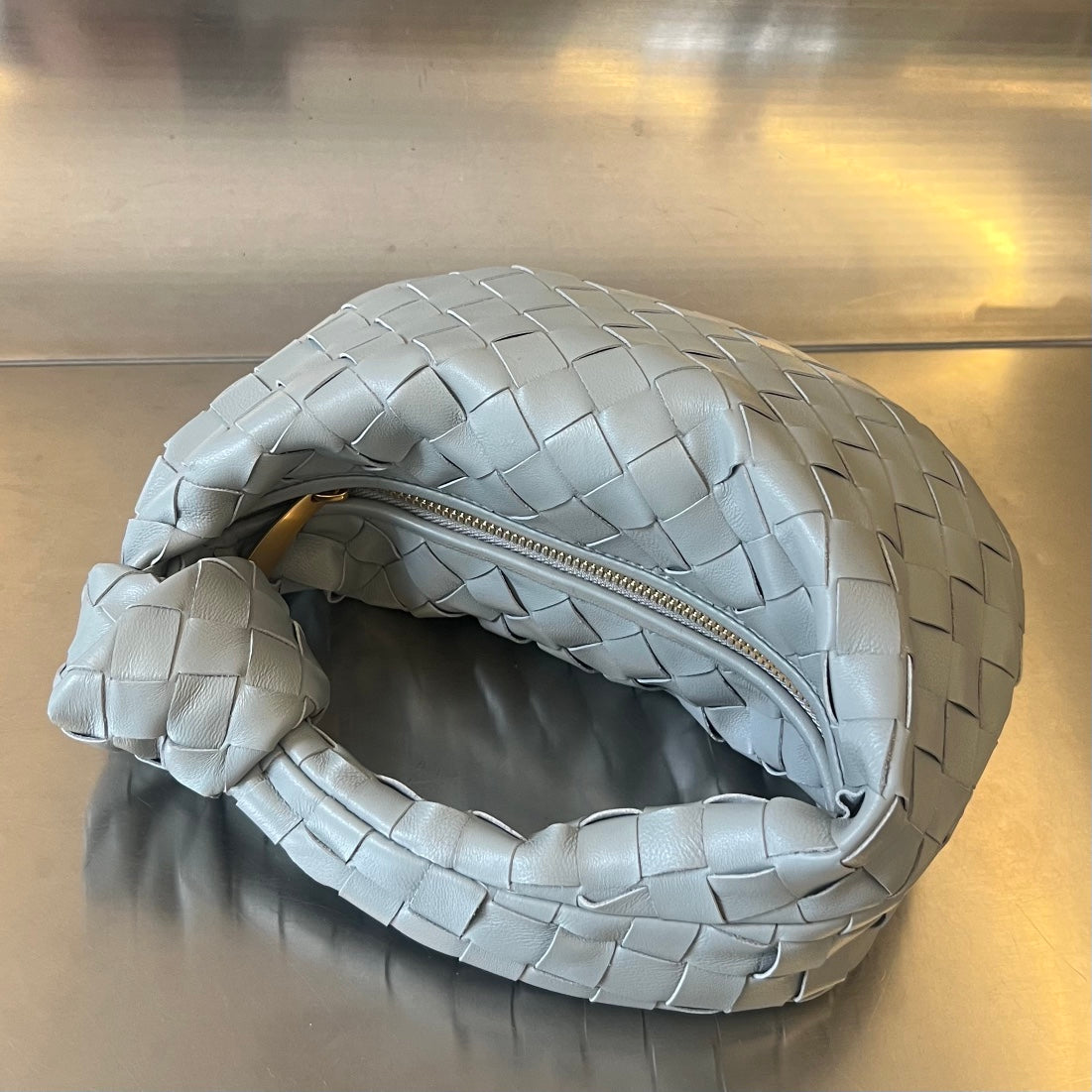 Bottega Veneta mini jodie 28 grey lambskin