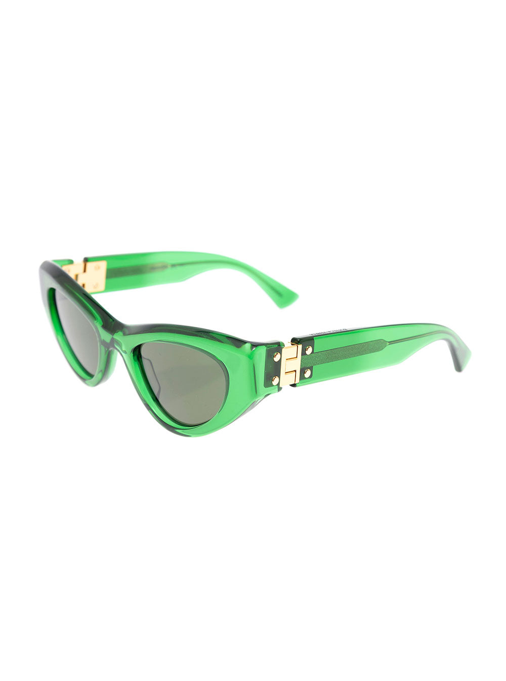 Bottega Veneta Women Bottega Veneta Woman's Angle Cat Eye Green Acetate  Sunglasses