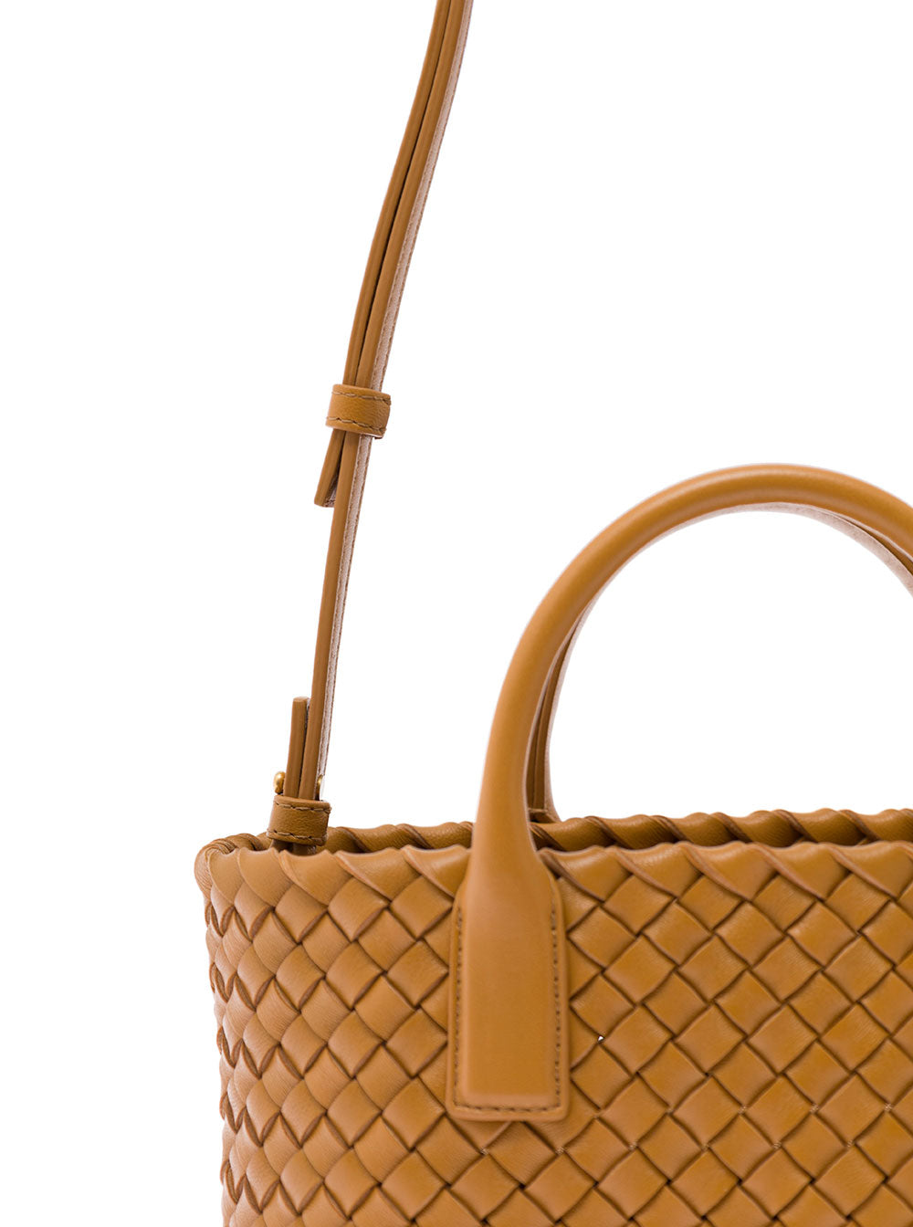 Bottega Veneta Women 'Mini Cabat' Caramel Intreccio Tote Bag With Shoulder Strap Leather Woman Bottega Veneta