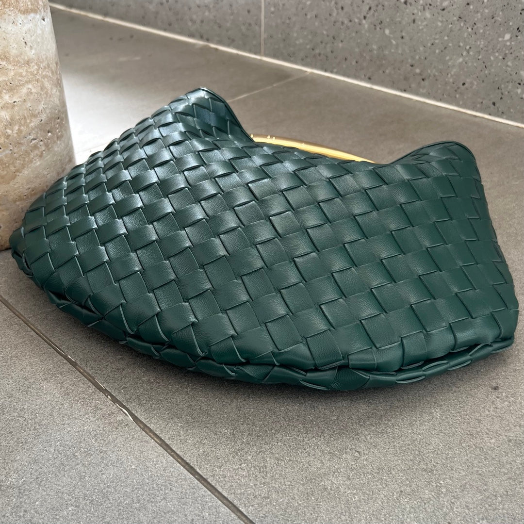 Bottega Veneta SARDINE 33 WITH CHAIN IN DARK GREEN LAMBSKIN
