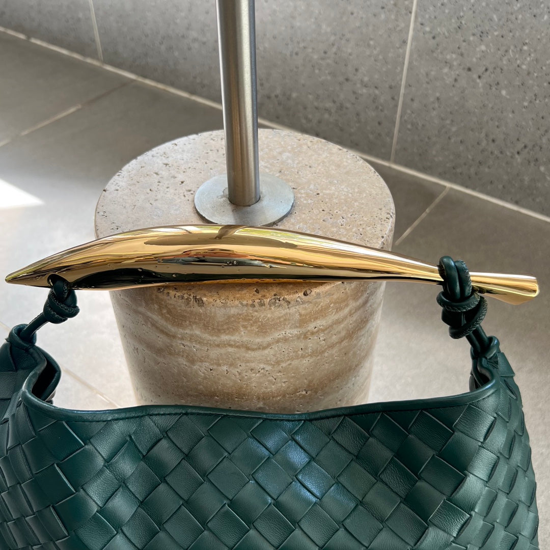 Bottega Veneta SARDINE 33 WITH CHAIN IN DARK GREEN LAMBSKIN