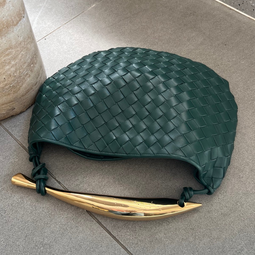 Bottega Veneta SARDINE 33 WITH CHAIN IN DARK GREEN LAMBSKIN