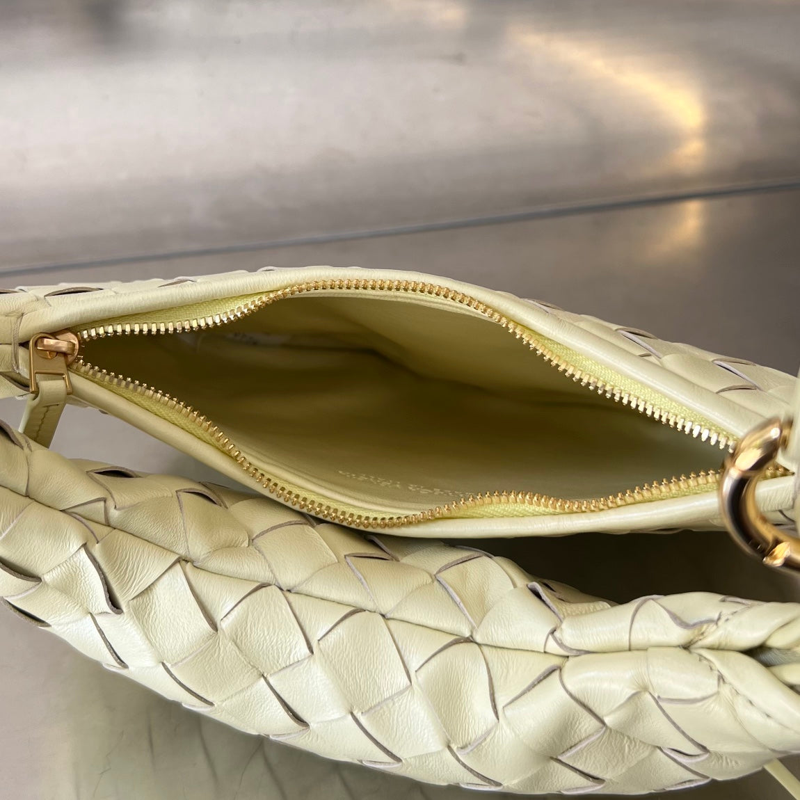 Bottega Veneta SMALL GEMELLI 24 IN LIGHT YELLOW LAMBSKIN