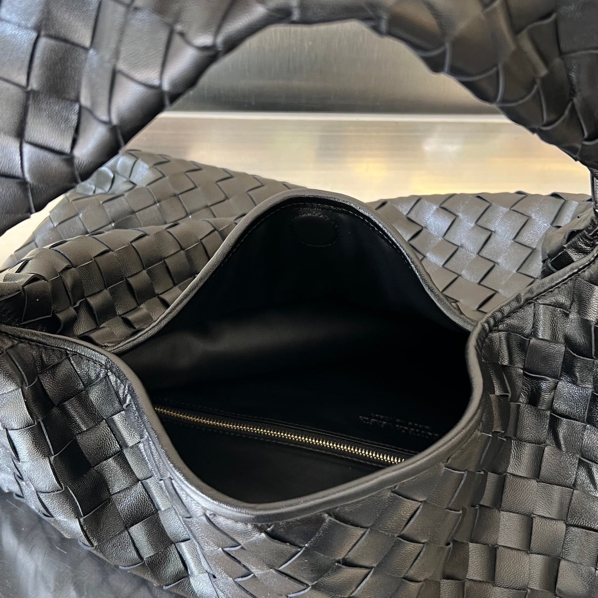 Bottega Veneta LARGE HOP 54 IN BLACK LAMBSKIN