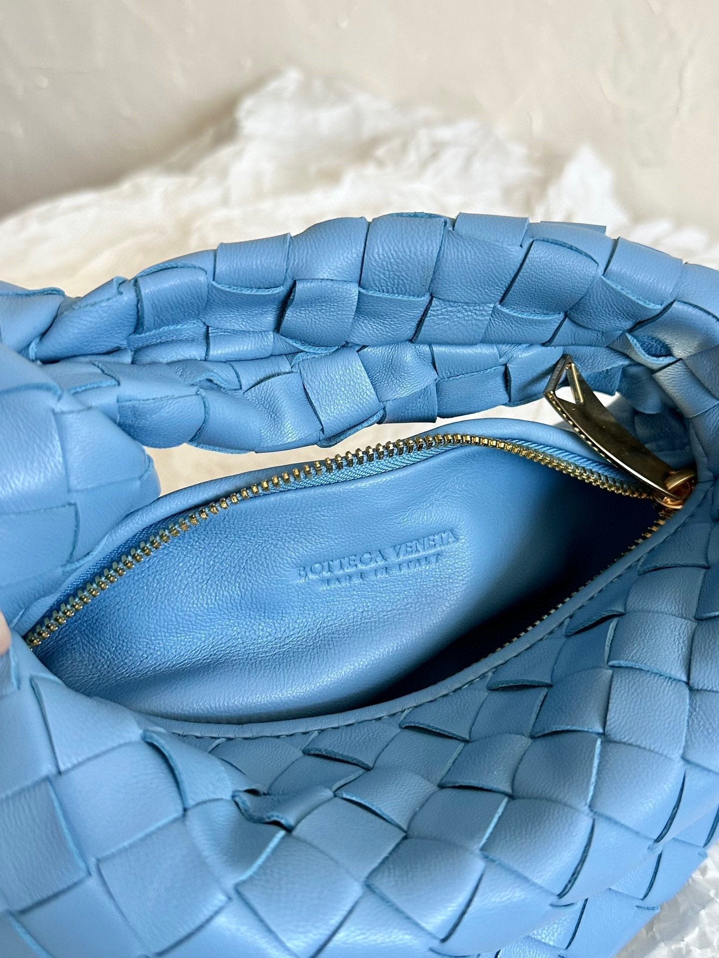 Bottega Veneta mini jodie 28 blue lambskin