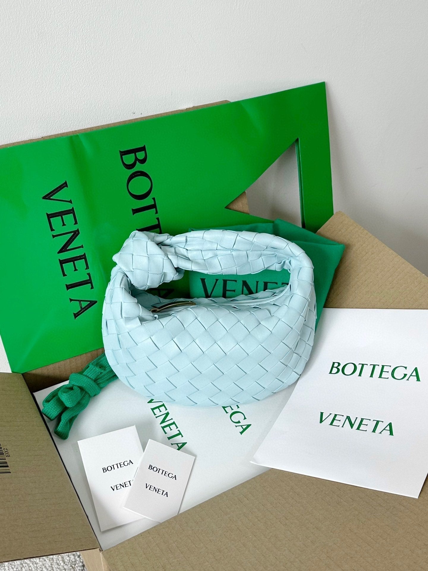 Bottega Veneta mini jodie 28 cloud blue lambskin