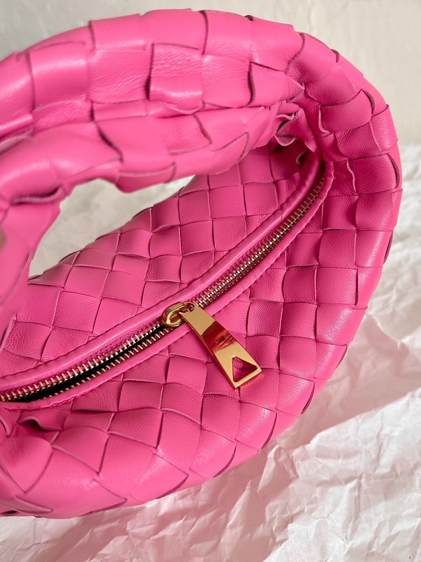 Bottega Veneta mini jodie 28 dark pink lambskin