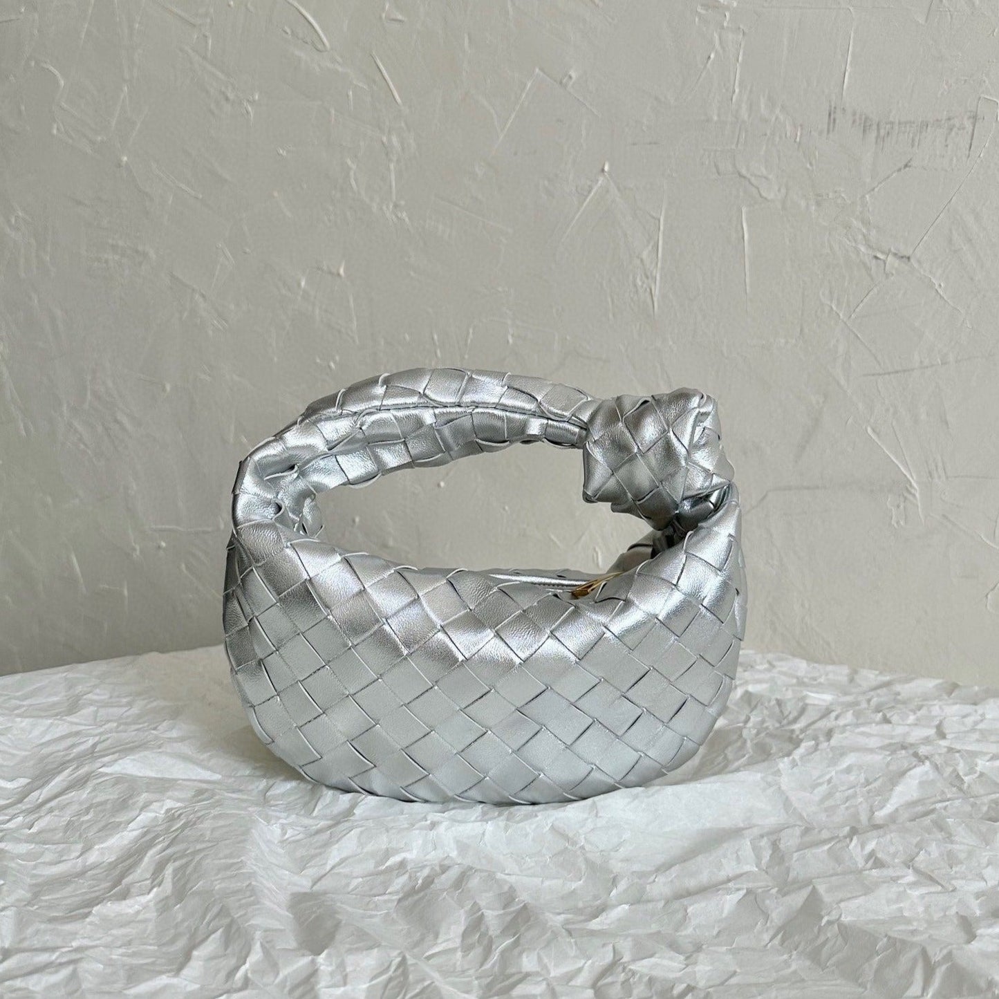 Bottega Veneta mini jodie 28 silver metalic lambskin