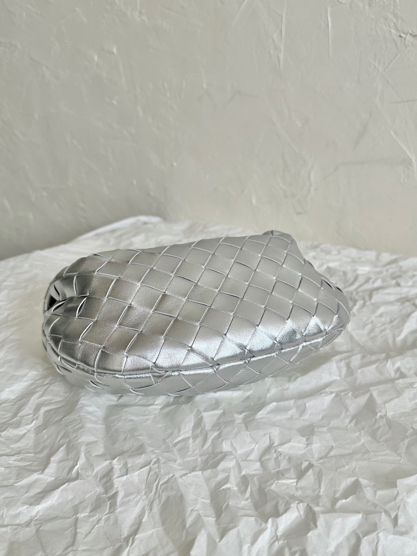 Bottega Veneta mini jodie 28 silver metalic lambskin