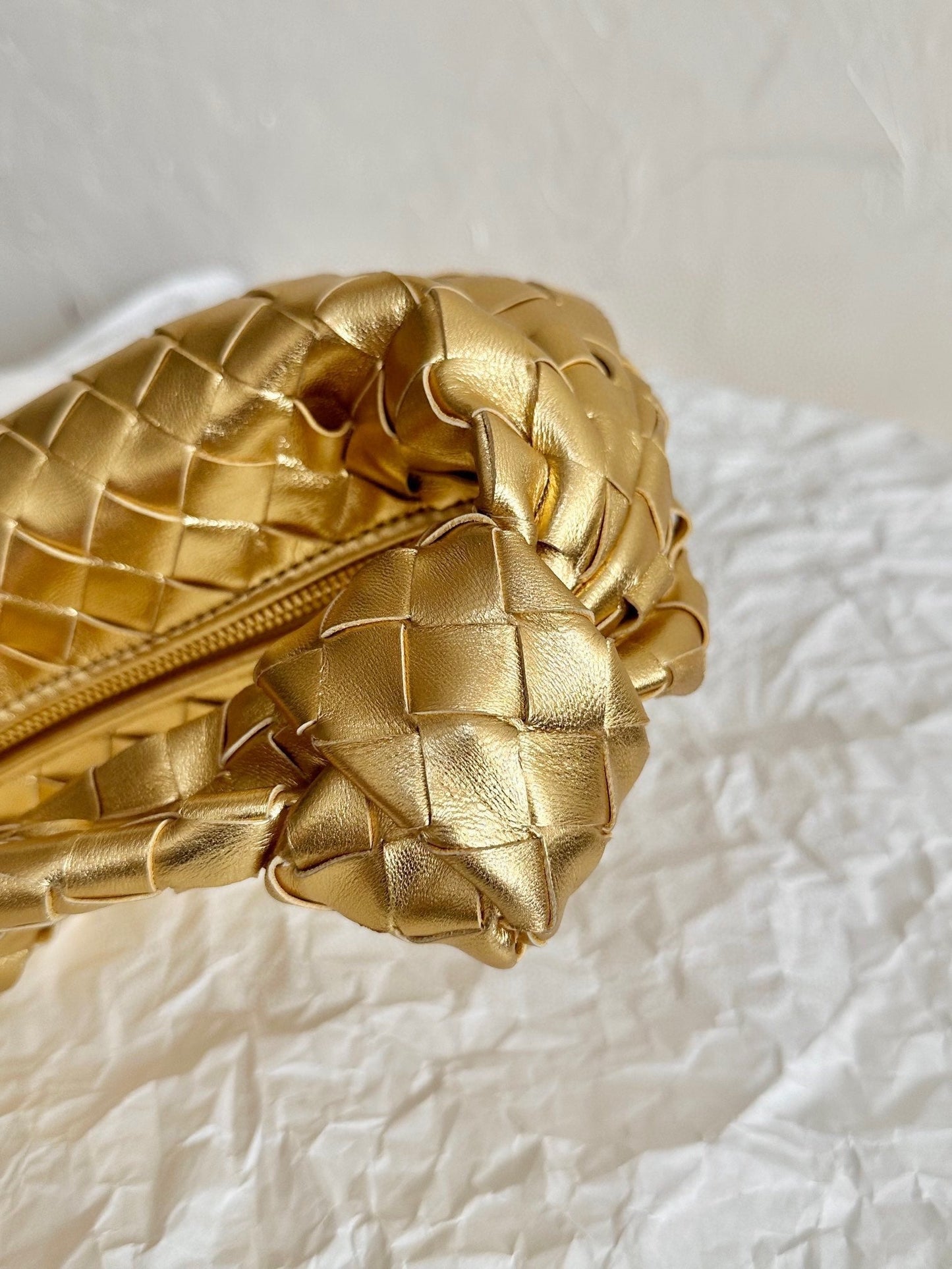 Bottega Veneta mini jodie 28 gold metalic lambskin