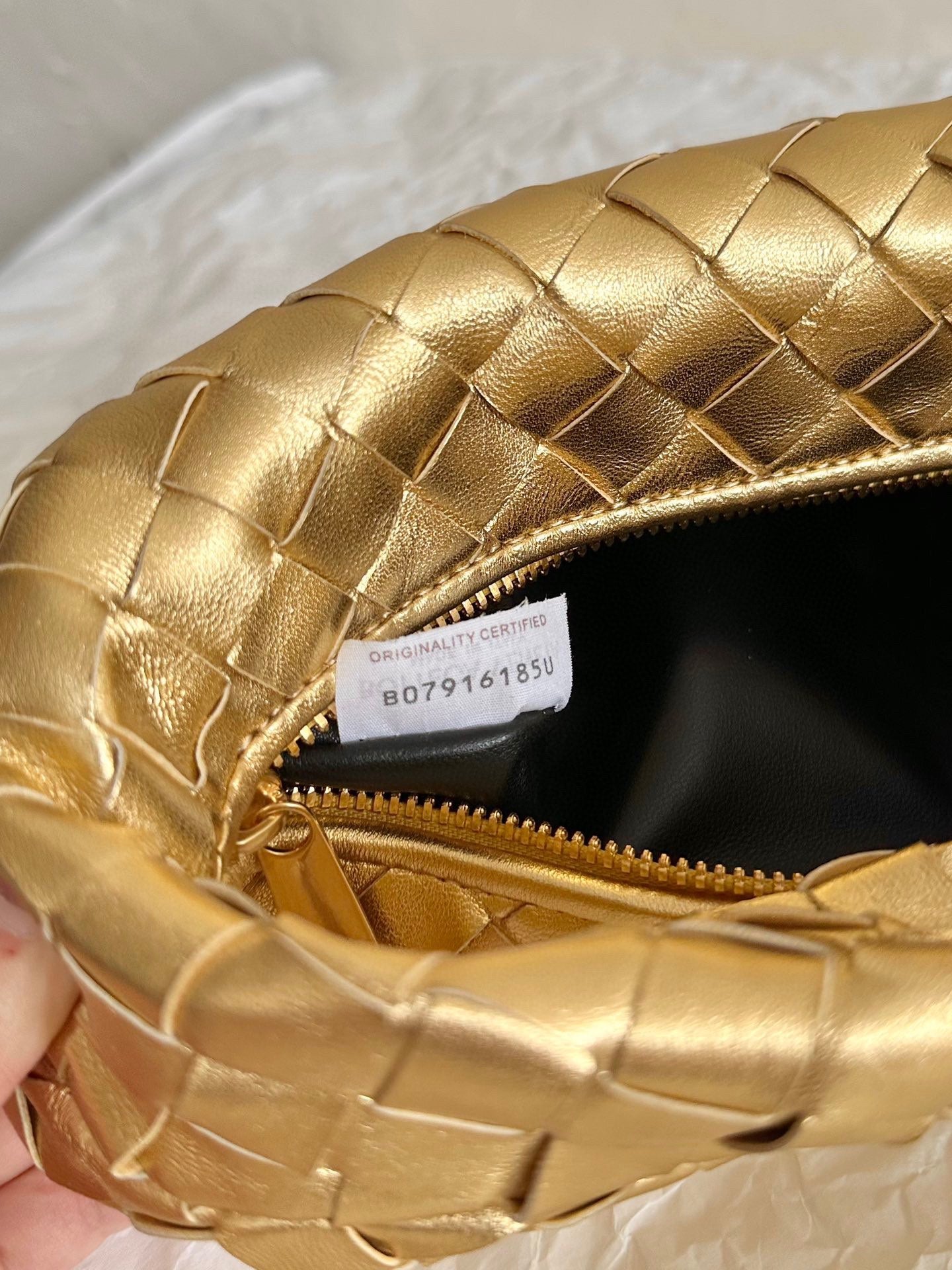 Bottega Veneta mini jodie 28 gold metalic lambskin