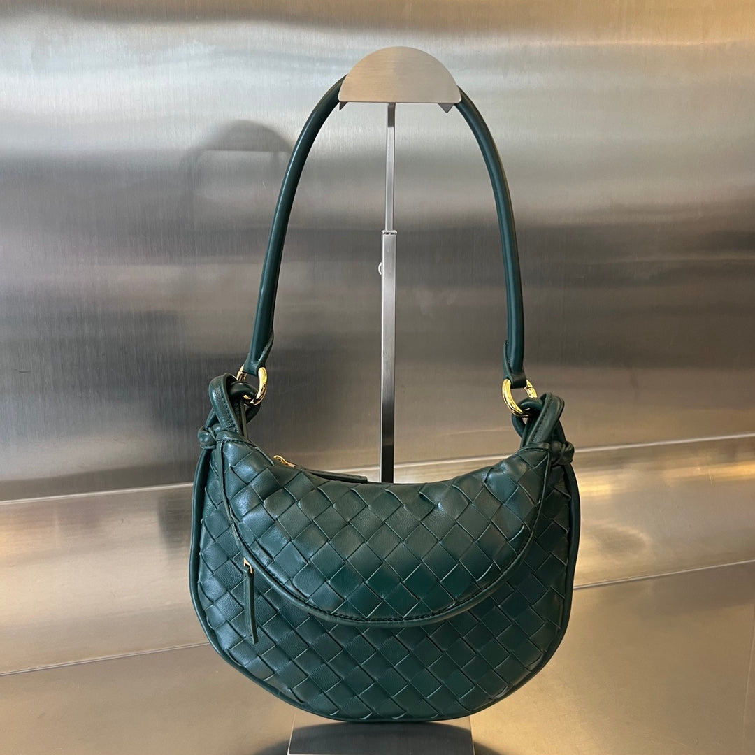 Bottega Veneta SMALL GEMELLI 24 IN DARK GREEN LAMBSKIN