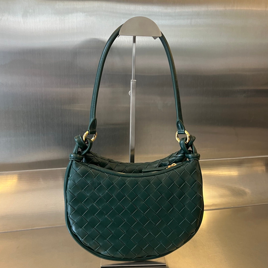 Bottega Veneta SMALL GEMELLI 24 IN DARK GREEN LAMBSKIN