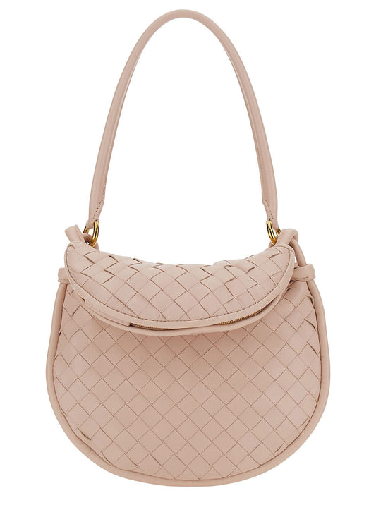Bottega Veneta Women 'Small Gemelli' Pink Shoulder Bag With Intrecciato Motif In Leather Woman
