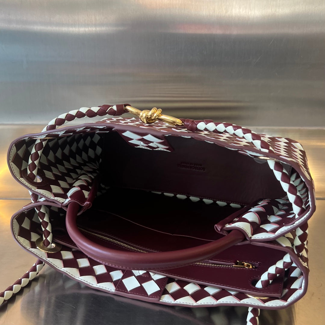 Bottega Veneta MEDIUM ANDIAMO 32 IN RED WHITE CALFSKIN