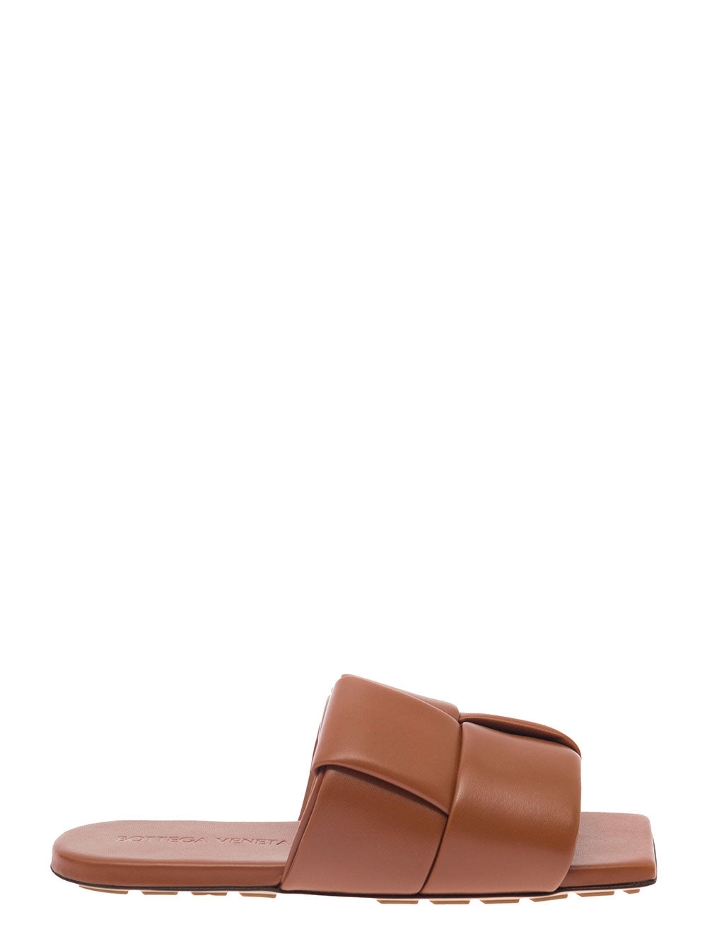 Bottega Veneta Women Brown Flat Mules With Padded Intreccio Band In Leather Woman