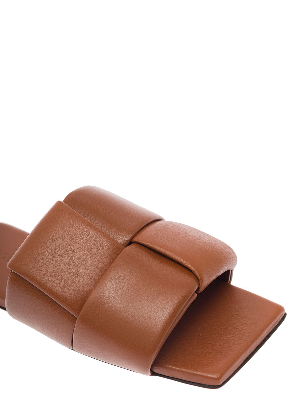 Bottega Veneta Women Brown Flat Mules With Padded Intreccio Band In Leather Woman