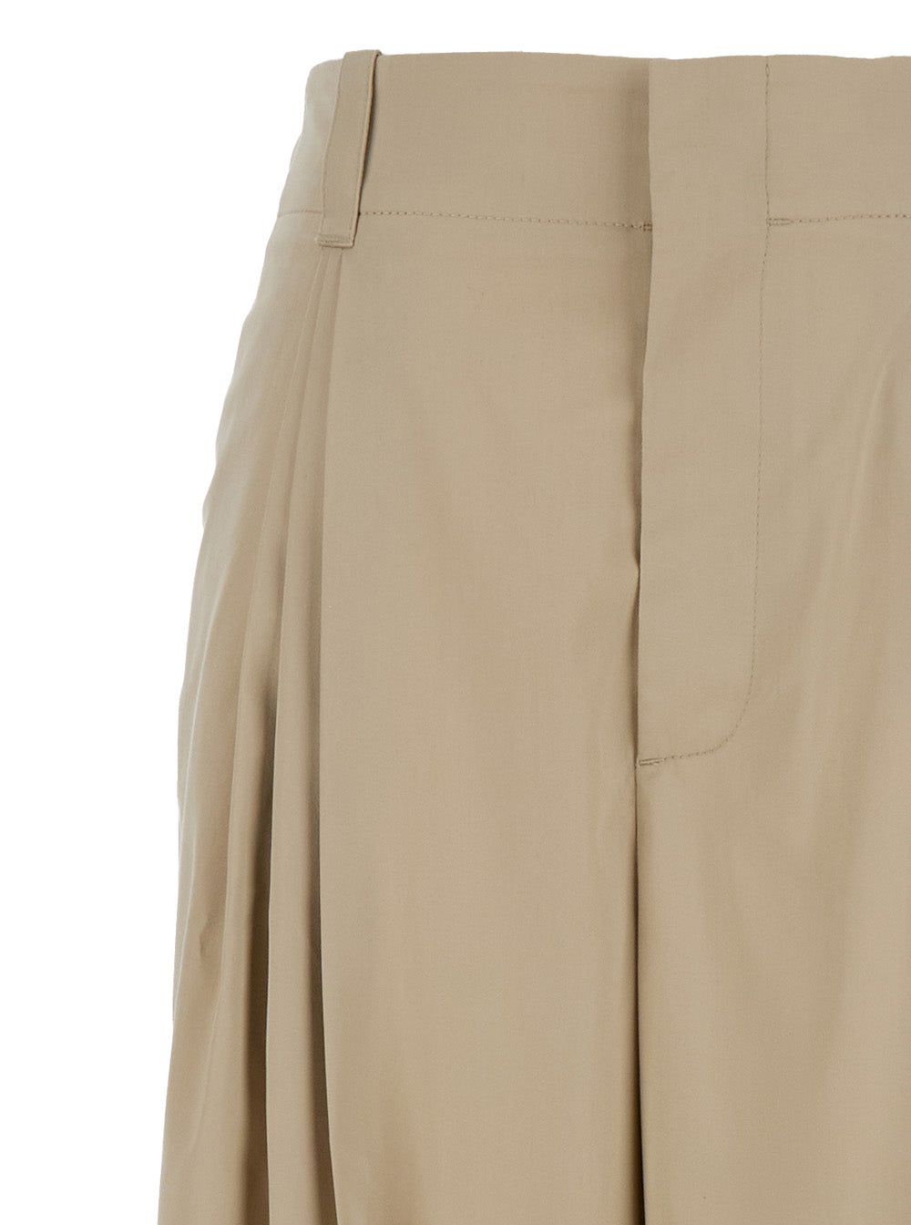 Bottega Veneta Women Beige High-Waisted Pants With Pinces In Cotton Woman