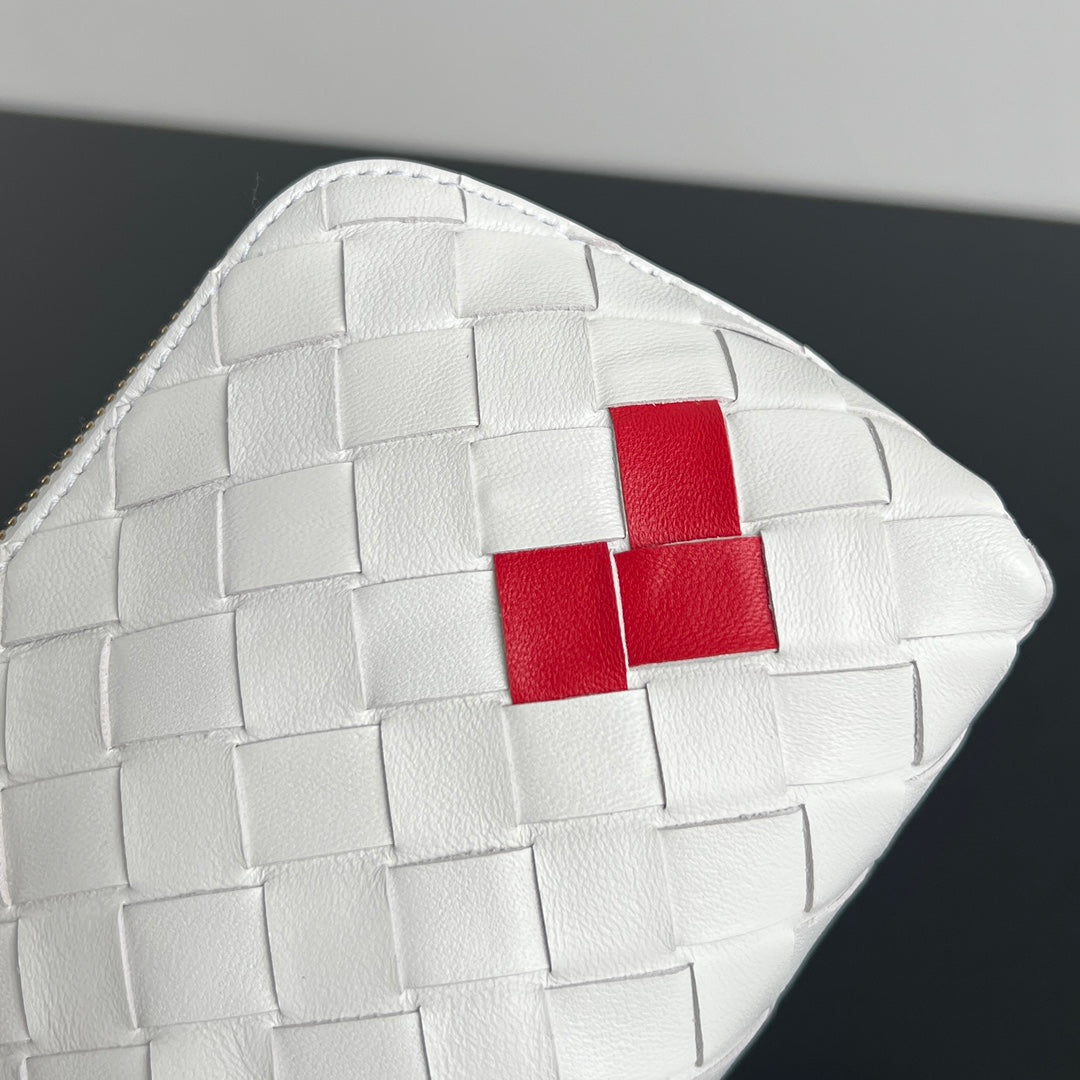 Bottega Veneta INTRECCIATO 16 BAG IN WHITE MIX RED LAMBSKIN