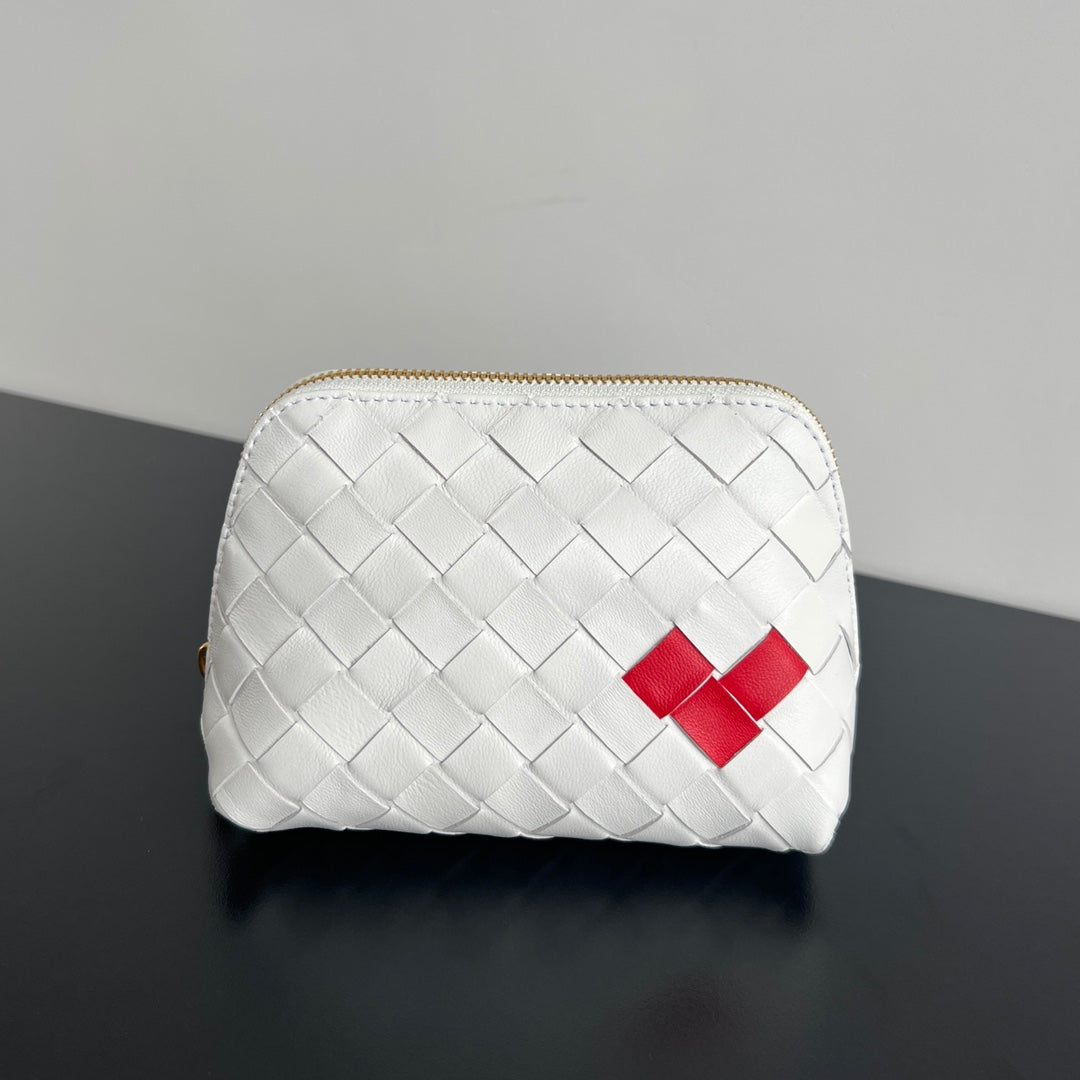 Bottega Veneta INTRECCIATO 16 BAG IN WHITE MIX RED LAMBSKIN