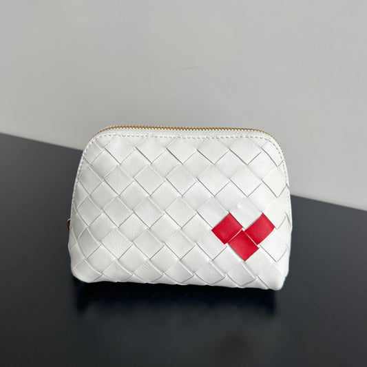 Bottega Veneta INTRECCIATO 16 BAG IN WHITE MIX RED LAMBSKIN