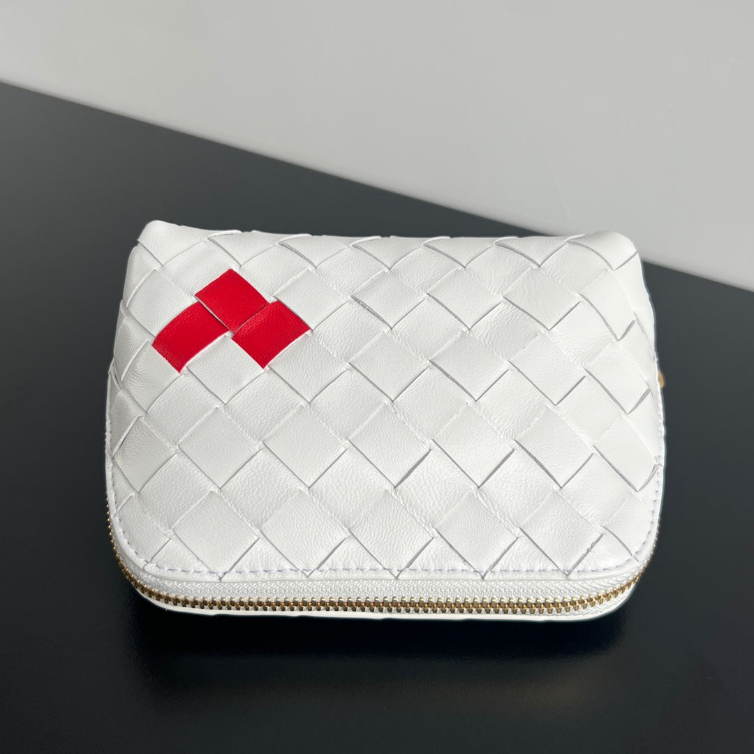 Bottega Veneta INTRECCIATO 16 BAG IN WHITE MIX RED LAMBSKIN