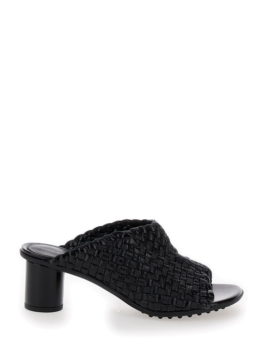 Bottega Veneta Women 'Atomic' Black Mule Sandals With Intrecciato Motif In Leather Woman