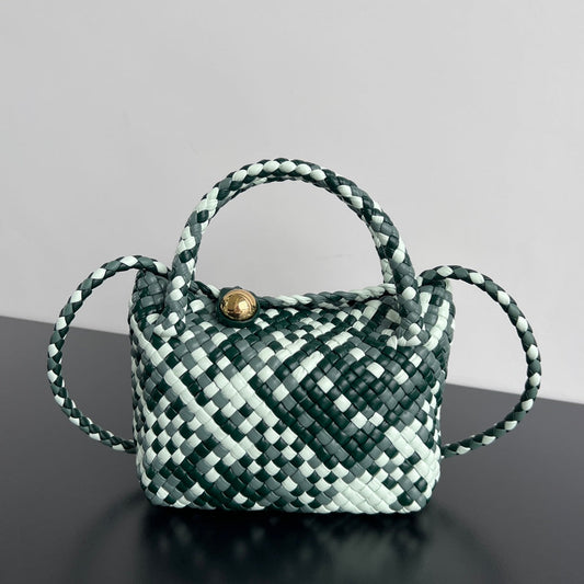 Bottega Veneta MINI TOSCA 20 IN WHITE MIX GREEN CALFSKIN